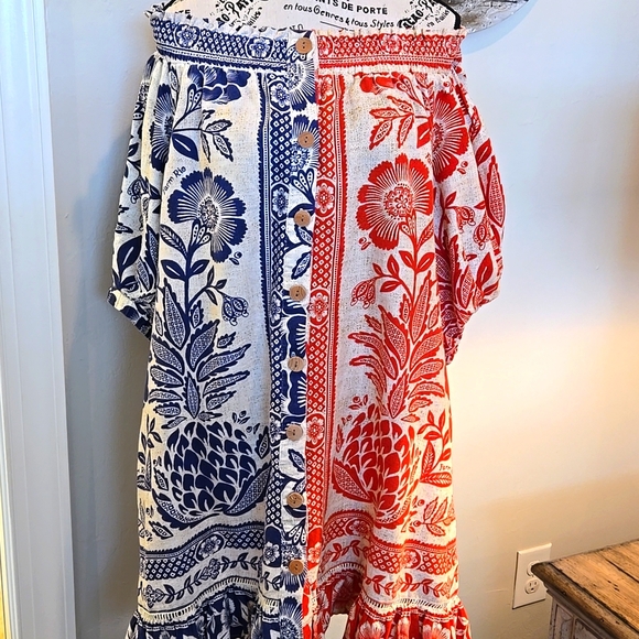 Farm RIO Pineapple dress Loose Fit with Pockets. - Picture 1 of 9
